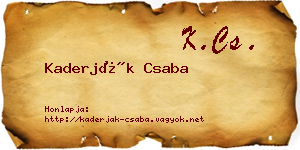 Kaderják Csaba névjegykártya